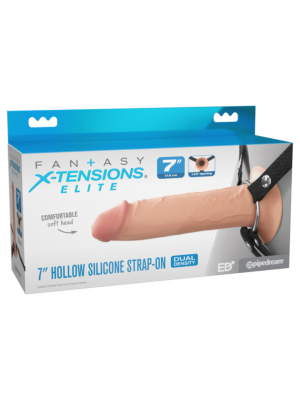Fantasy X-tensions Elite 7" Silicone Hollow Strap-on - Dual Density - Light