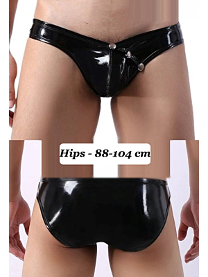 Low Waist Leather Easy Opened Panty Black