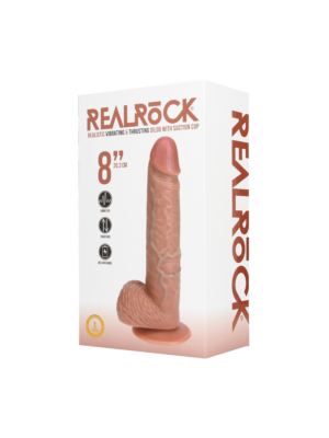Vibrating and Thrusting Straight Cock with Balls - 8 / 20,5 cm - Tan