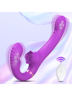 Rose Clit Stimulator Dual Motor Vibrator Strapon Purple