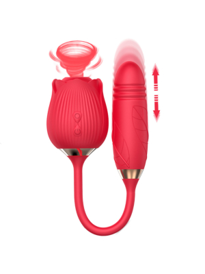 Rose Sucker With Thrusting Dildo Red