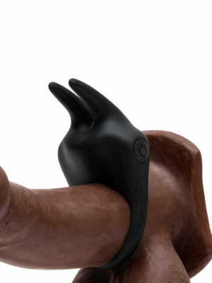 Sensation Rechargeable Vibrating Rabbit Love Ring - Black