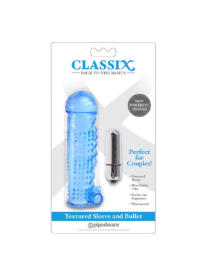 Textured Penis Sleeve & Bullet Blue