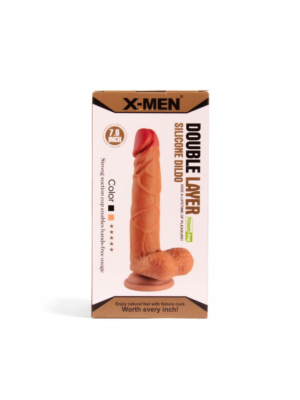 X-MEN Double Layer Silicone Dildo 19.5 cm (Brown) 