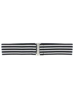 Black & White Striped Belt with Clasp