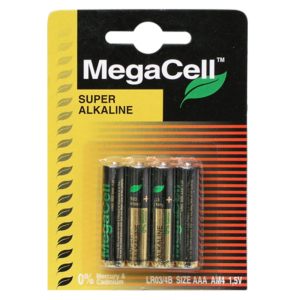 Batteries Alkaline mini AAA MEGACELL 4 p-1.5V