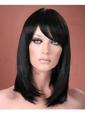 Long wig with bangs and brown fringe