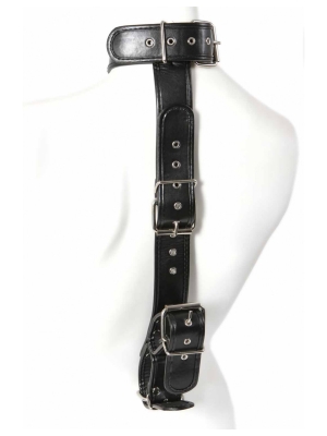 Adjustable Leatherette Bondage Collar Black