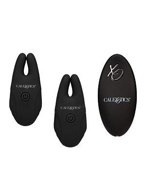 Calexotics - Recharchable Silicone Remote Nipple Clamps - Black