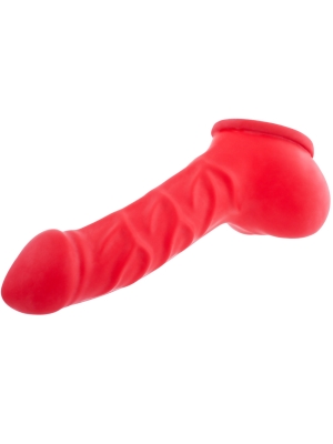  Latex Penis Sleeve Franz 14 cm - Red - Cock Extension