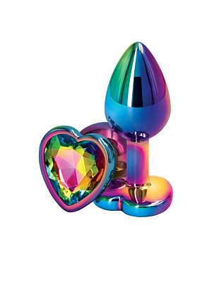 Blue Butt Plug NS Novelties Multicolor Heart - Medium
