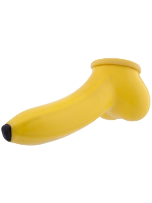 Latex Banana Penis Extension 15 cm - Yellow - Smooth Surface with Balls