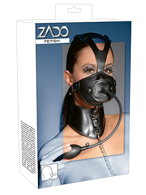 Zado Leather Head Mask with Inflatable Penis-Gag