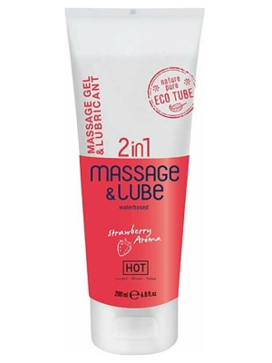 HOT 2 in 1 Massage Gel & Lube Strawberry 200ml