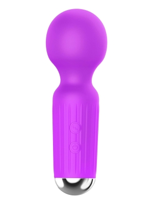 Rechargeable Mini Wand Massager Stymulator with 20 Functions - Purple - Vibrator