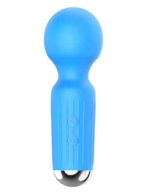 Rechargeable Mini Wand Massager Stymulator with 20 Functions - Blue - Vibrator