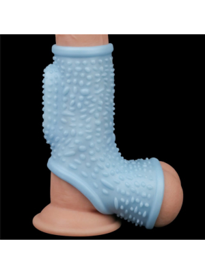 Vibrating Drip Knights Ring with Scrotum Sleeve Blue - Lovetoy