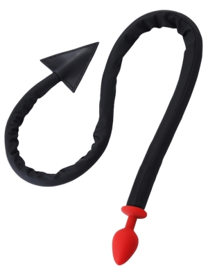 Demon Tail Silicone Butt Plug - Black - 1 Meter