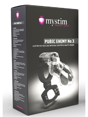 Mystim Pubic Enemy No 3 Electro Sex Cock Cage with Ball Squeezer