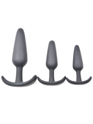 Set of 3 Silicone Butt Plugs - Black 
