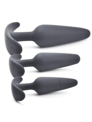 Set of 3 Silicone Butt Plugs - Black 