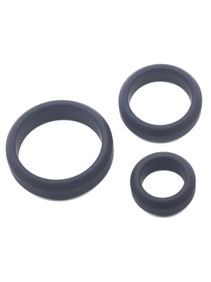 Set of 3 Black Silicone Penis Rings