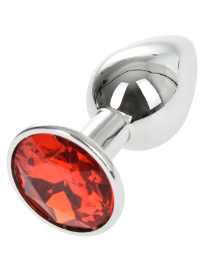 Small Metallic Butt Plug with Red Gemstone