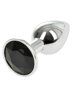  Small Metallic Butt Plug with Black Diamond - Anal Play - Waterproof