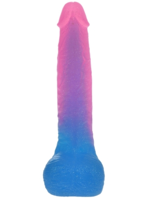 Glitter Realist  Dildo Liquid Silicon Pink / Blue 22 cm