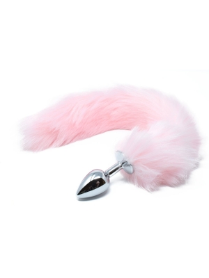 Metallic Butt Plug with Linx Tail - Pink