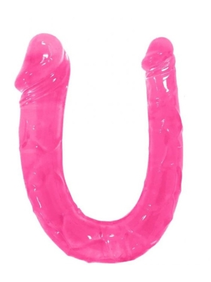 Double Realistic Dildo 2 Heads Jelly Pink 28 cm
