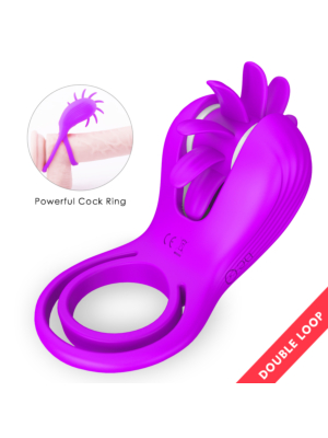 Sqweel Double Penis Ring 10 Modes Rotation Silicon USB Pupple
