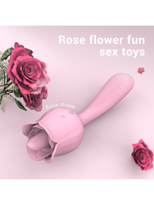 Vibrator Double Bendable Rose Flavor 9 Vibration Modes + 9 Modes Licking Silicon USB Pink