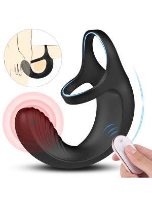 Silicon Double Penis Ring with Anal Stimulator Remote USB 