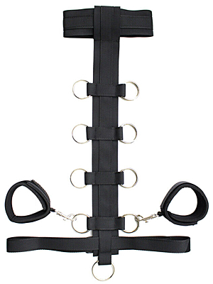 Handcuffs with Fetish Night Collar, Eco Leather, Black
