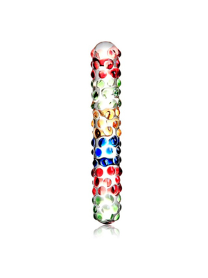 Ripped Colourful Glass Dildo 17.5 cm - Guilty Toys