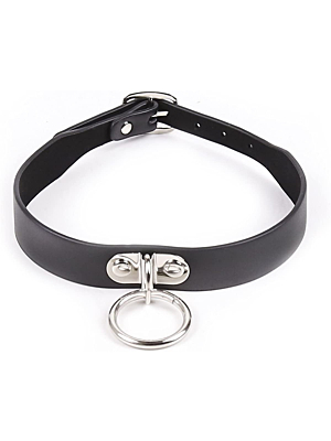 Bdsm Collar - I'm Yours with Ring Necklace - Black