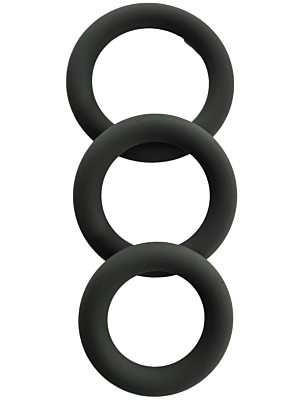 3 Silicone Cock Rings Set - Black