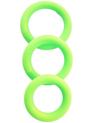 3 Silicone Cock Rings Set - Green