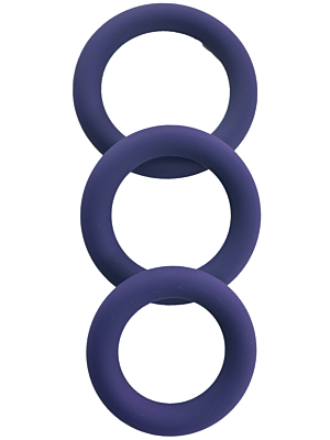 3 Silicone Cock Rings Set - Blue