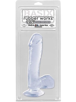 Pipedream Basix Rubber Works 7.5 Inch Dong With Suction Cup - Clear