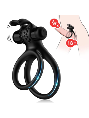 Stay Hard Vibrating Cock and Ball Ring - Black - Penis Erection