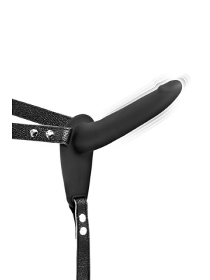 Simple Strap-On Belt with Dildo Vibrator (Black) - Fetish Tentation - Rechargeable