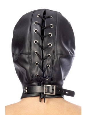 Fetish hood with strap