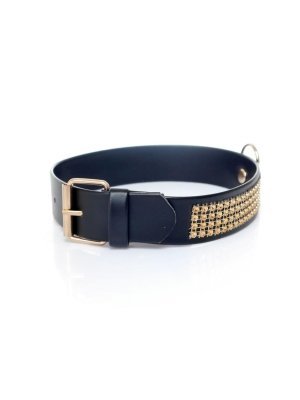 Fetish Series Collar with crystals 3 cm gold