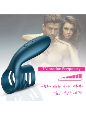 Vibrator-Silicone Ring Blue USB 7 Function
