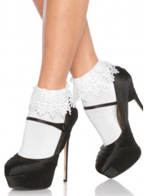 Anklet socks. venice lace top - White