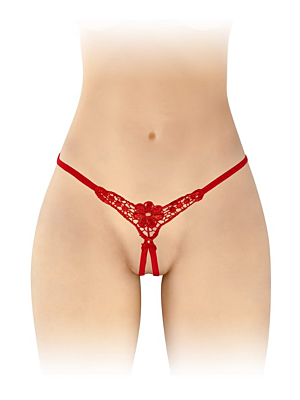 Red thong open at the crotch - OS