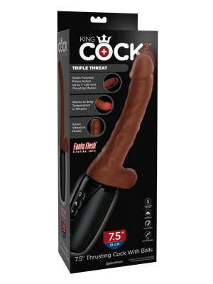 7.5" Thrusting Cock with Balls Brown
