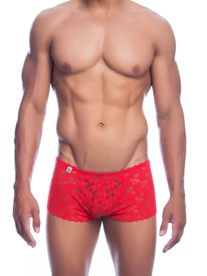 Rose Lace Boy Short RED